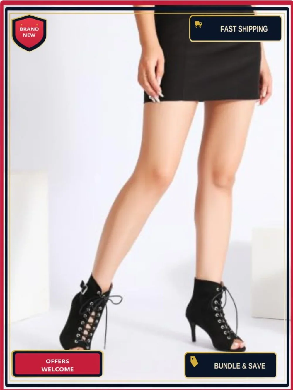 Women's Peep Toe Lace Up Stiletto Heel Booties Sandals Party Wedding Dress Shoes